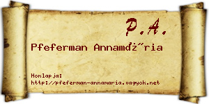 Pfeferman Annamária névjegykártya
